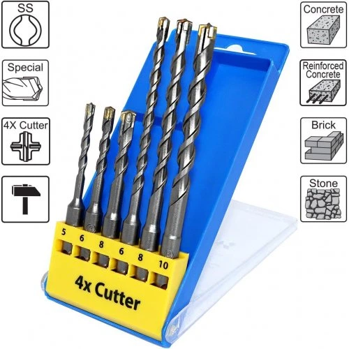 Набор буров S&R Meister 4X Cutter HSS SDS -plus 6 шт (211241006) - изображение 2