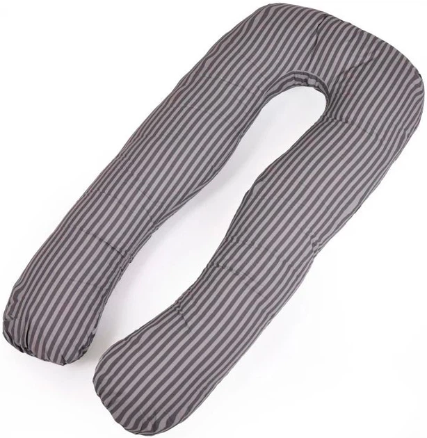 Подушка для вагітних та відпочинку MirSon №5030 Color Line 17-0601 Stripe Gray U-подібна 140х75х20 см (2200010969917) - зображення 2