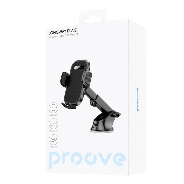 Держатель телефона в машину Proove Longway Plaid Suction Type Car Mount black - изображение 2