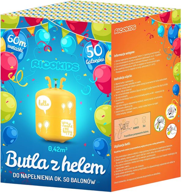 Гелієвий балон Ricokids 0.42 м³ з кульками та стрічкою (5908220477273) - зображення 4