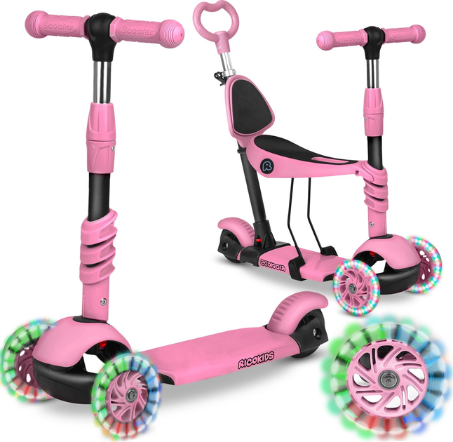 Самокат дитячий RICOKIDS Todi триколісний Рожевий (5903890611668) - зображення 13