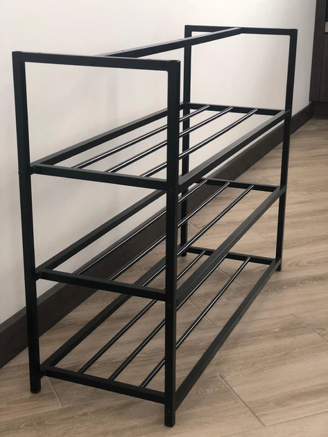 Полиця для взуття RS 4-80см ЧОРНА / ДУБ СОНОМА (металева, розбірна,LOFT-стиль) - Фото 4 Полиця для взуття RS 4-80см ЧОРНА / ДУБ СОНОМА (металева, розбірна,LOFT-стиль) - зображення 4