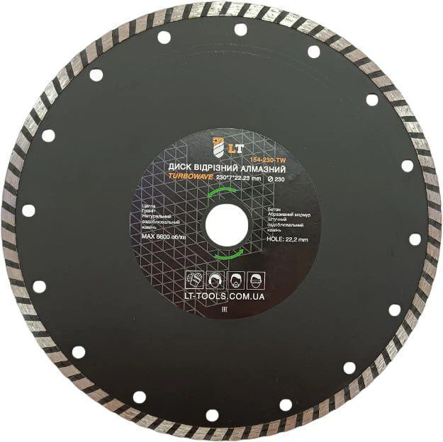 Диск LT отрезной алмазный тип режущей кромки Turbo/Wave 230х7х22,23 мм (154-230-TW) - Фото 1 Диск LT отрезной алмазный тип режущей кромки Turbo/Wave 230х7х22,23 мм (154-230-TW) - изображение 1