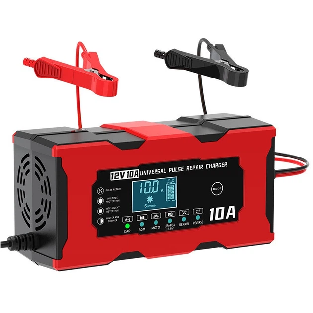 Зарядное устройство для автомобильного аккумулятора RIAS XJB1210-2 12V 10A с дисплеем Red-Black (3_06239) - изображение 2