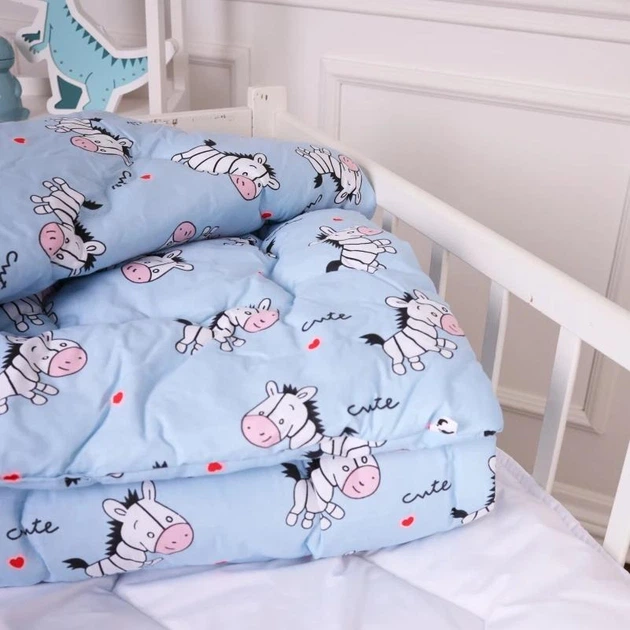 Набор детский для сна MirSon Kids Time антиаллергенный зимний 20-0037 Cute blue zebra 140x205 см Хлопок (2200009665486) - изображение 5