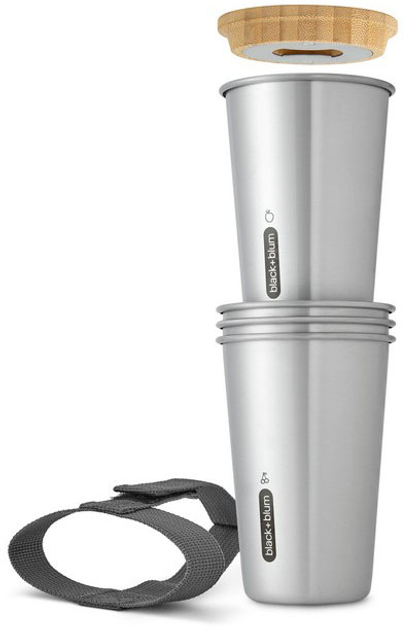 Набір кухлів Black+Blum сталеві з кришкою та ручкою 4 шт (5060089728474) - зображення 3