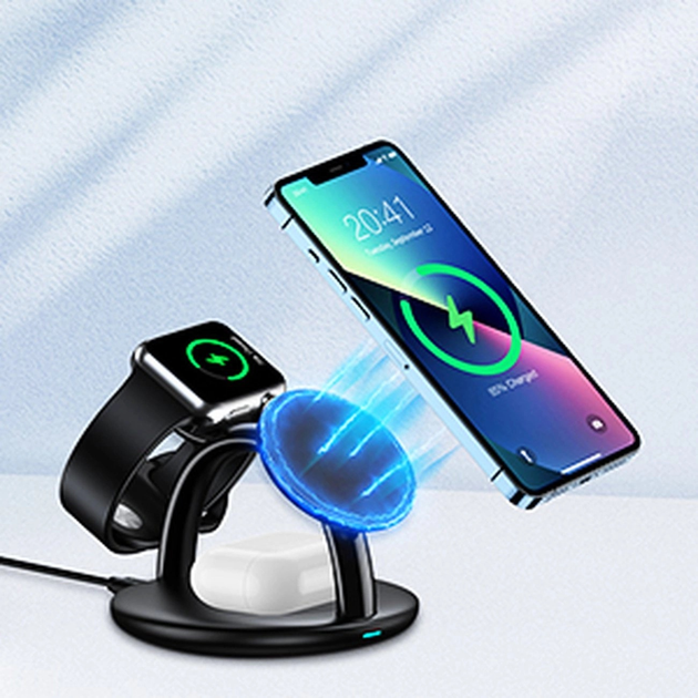 Бездротова зарядна станція CHOETECH 3 in 1 T587-F для iPhone / AirPods Pro / Apple Watch Black (6932112102713) - зображення 15