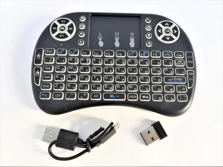 Бездротова міні клавіатура Lima FT-83 для Smart TV з підсвічуванням UKC i8 + touch з USB тачпадом - зображення 5