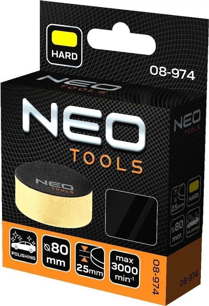 Диск полірувальний Neo Tools, губка м’яка, на липучці, 80x25мм - Фото 5 Диск полірувальний Neo Tools, губка м’яка, на липучці, 80x25мм - изображение 5