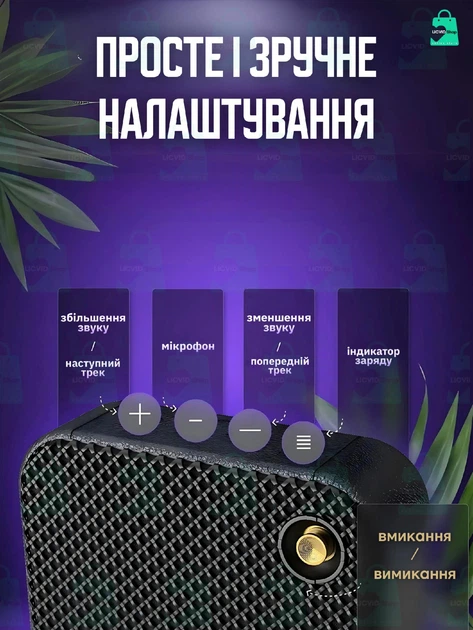 Беспроводная портативная колонка bluetooth 5.3, Аккумуляторная переносная мини колонка 8Вт, 100*100*40 мм с влагозащитой IP67 , Черная (2168872339) - изображение 3