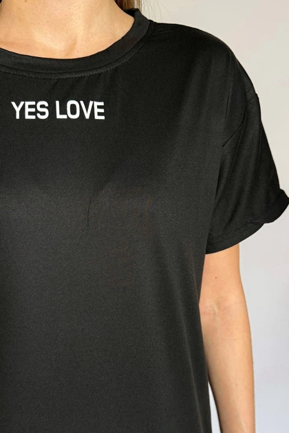 Платье-футболка длинное женское oversize ⬩ лёгкое и практичное ⬩ Apmi YES LOVE чёрное XL - 2XL - изображение 7