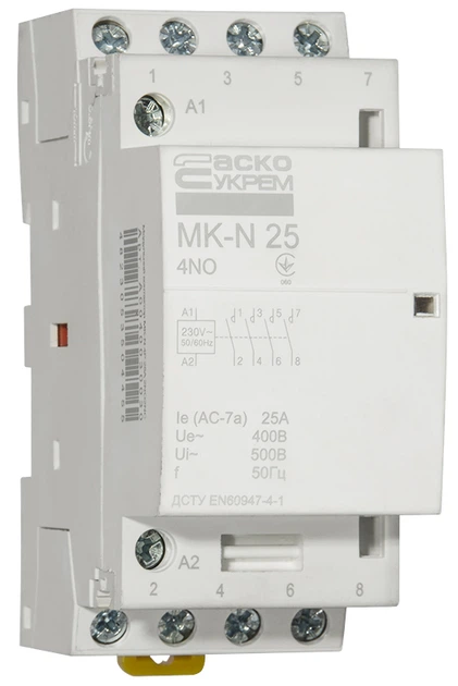 Модульний контактор MK-N 4P 25A 4NO 220V АСКО (A0040030027) - зображення 5