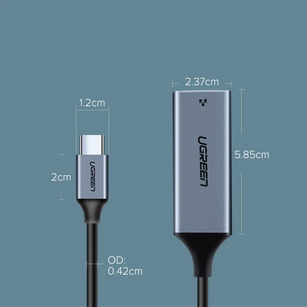 Перехідник Ugreen CM199 USB 3.1 Type-C - Ethernet RJ45 1000Mb Grey (UGR-50737) - зображення 3