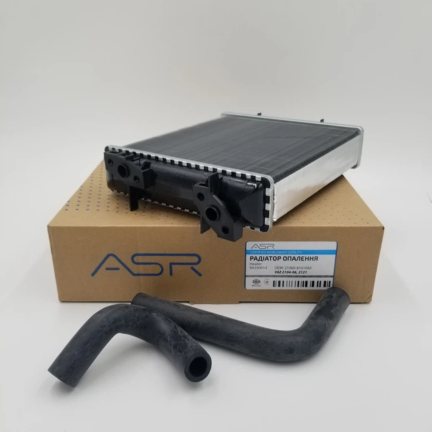 Радіатор пічки ASR ВАЗ 2104-06, 2107, 2121-213, алюмінієвий (комплект з патрубками) - зображення 2