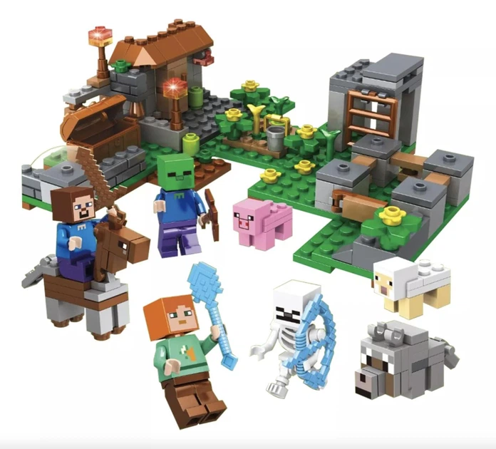 Конструктор Майнкрафт 233 деталей+персонажи, детский набор Minecraft My World Mineworld Лесной тайник SJ82004 - изображение 6