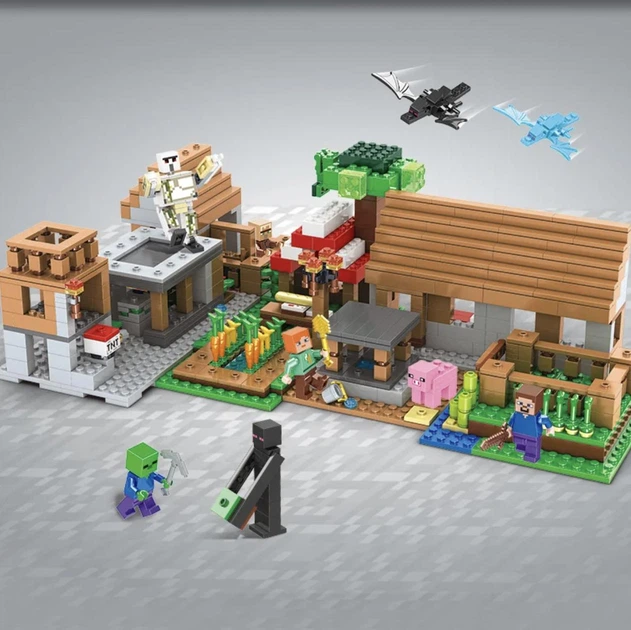 Конструктор Майнкрафт 938 деталей+персонажи, детский набор Minecraft My World Mineworld Заворушка в поселке - Фото 3 Конструктор Майнкрафт 938 деталей+персонажи, детский набор Minecraft My World Mineworld Заворушка в поселке - изображение 3