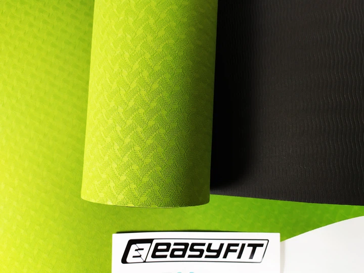 Коврик для йоги TPE+TC EasyFit ECO-Friendly 8 мм зеленый с черным (мат-каремат спортивный, йогамат для фитнеса, пилатеса) - изображение 2