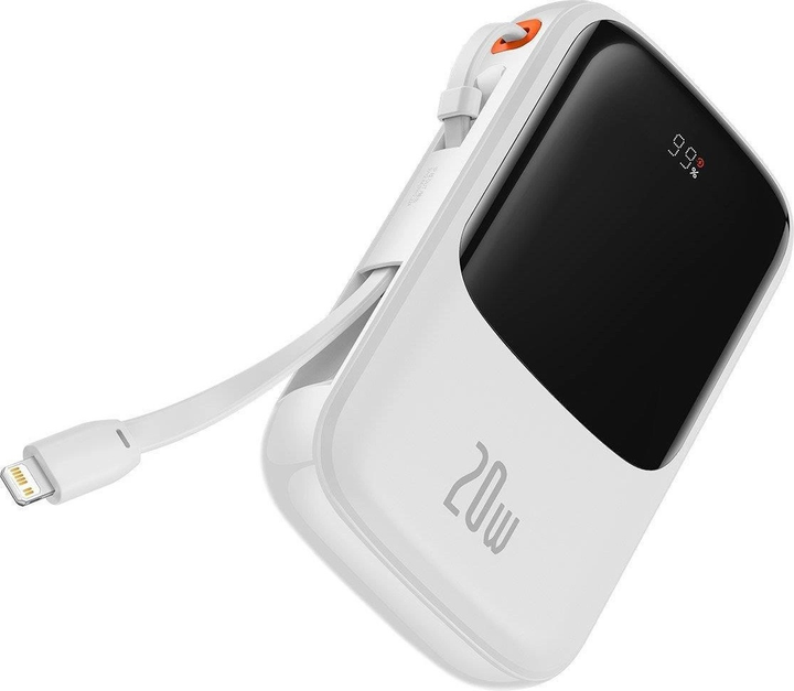 УМБ Baseus Power Bank Qpow Digital Display Lightning 10000 mAh 20 W White (PPQD060002) - зображення 5