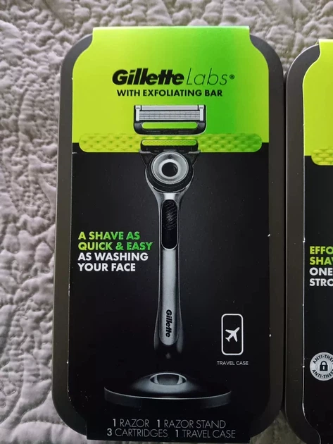 Мужской станок Gillette Labs с отшелушивающей полоской подставкой 3 картриджами и дорожным кейсом - изображение 2