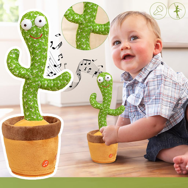 Музыкальная игрушка Танцующий поющий кактус Dancing Cactus TikTok с подсветкой и функцией повторения - изображение 8