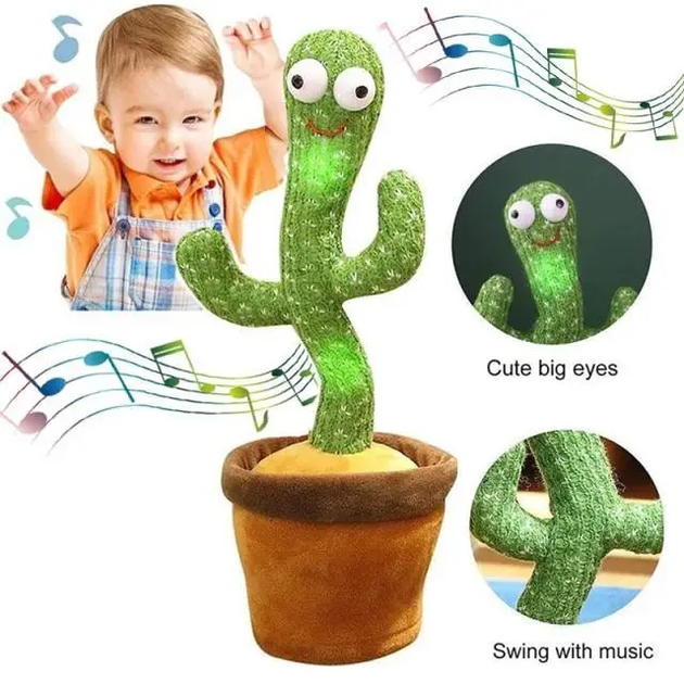 Музыкальная игрушка Танцующий поющий кактус Dancing Cactus TikTok с подсветкой и функцией повторения - изображение 11