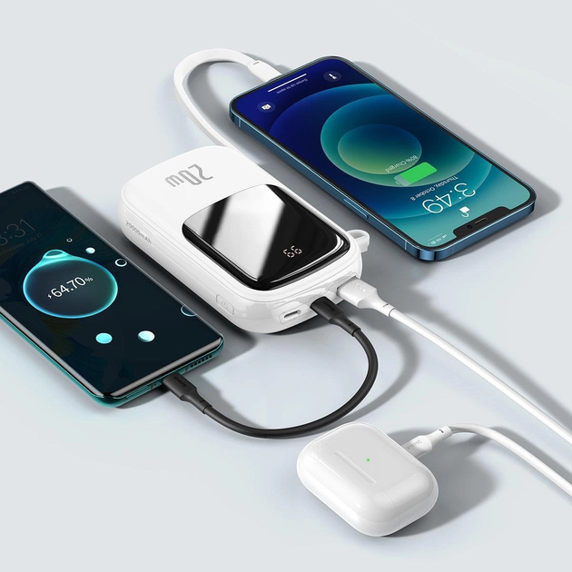 Powerbank Baseus Power Bank Qpow Digital Display Lightning 20000 mAh 20 W White (PPQD060202) - obraz 7