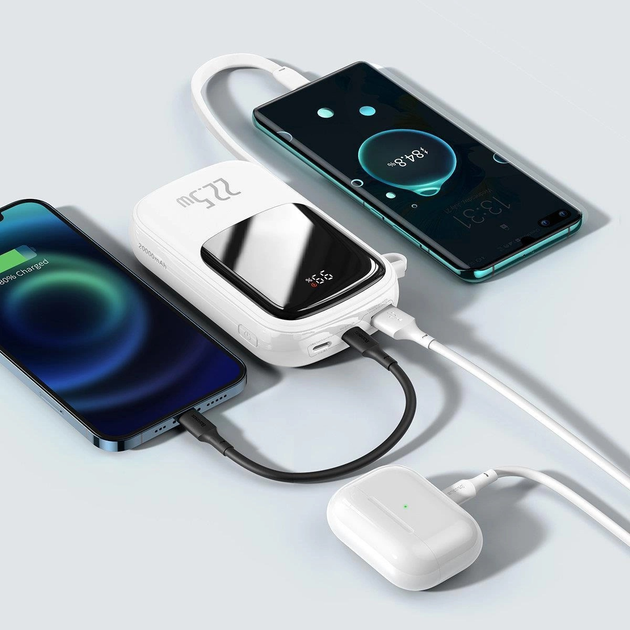 Powerbank Baseus Power Bank Qpow Digital Display USB-C 20000 mAh 22.5 W White (PPQD060302) - obraz 7