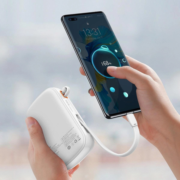 Powerbank Baseus Power Bank Qpow Digital Display USB-C 20000 mAh 22.5 W White (PPQD060302) - obraz 9