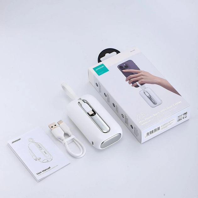 УМБ JOYROOM JR-L012 Colorful Series 10000 mAh USB-C/Lightning 22.5 W White (6956116701741) - зображення 11