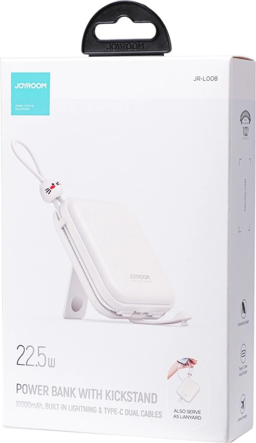 Powerbank JOYROOM JR-L008 Cutie Series 10000 mAh USB-C/Lightning 22.5 W White (6956116711924) - obraz 16