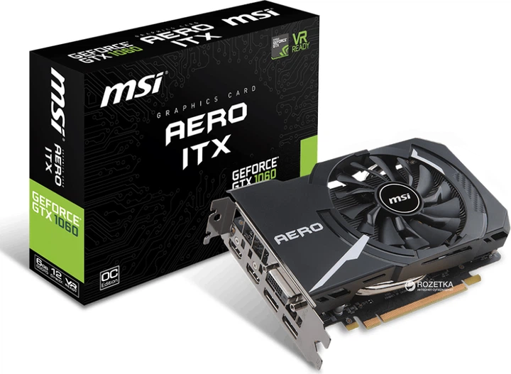 Видеокарта MSI PCI-Ex GeForce GTX 1060 Aero ITX OC 6GB GDDR5