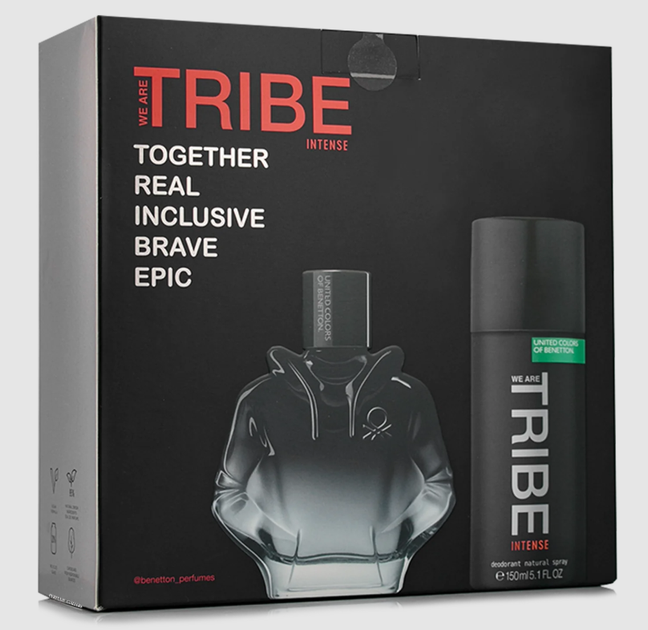 Набір для чоловіків United Colors of Benetton We Are Tribe Intense Туалетна вода 90 мл + Дезодорант 150 мл (8433982026027) - зображення 3