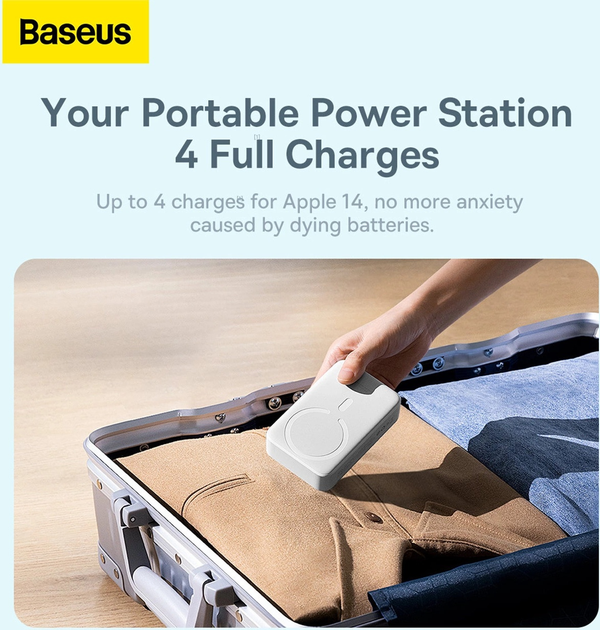 Powerbank Baseus Magnetic Mini MagSafe 20000 mAh 20 W White (PPCX150002) - obraz 8