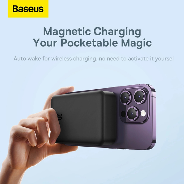 Powerbank Baseus Magnetic Mini MagSafe 20000 mAh 20 W Black (PPCX150001) - obraz 11
