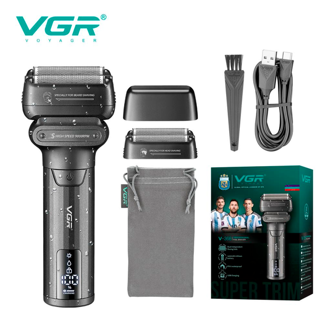 Электробритва VGR V-368 шейвер, двойное лезвие, LED дисплей, водонепроницаемая - Фото 4 Электробритва VGR V-368 шейвер, двойное лезвие, LED дисплей, водонепроницаемая - изображение 4