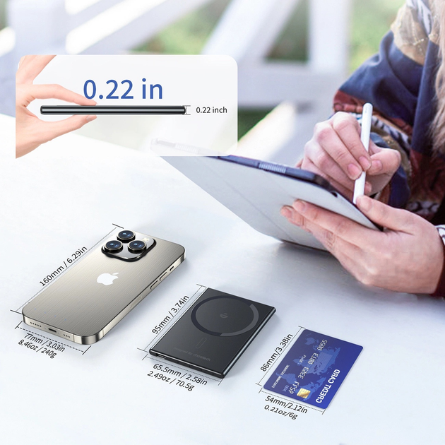Powerbank Choetech SuperThin B708 MagSafe 2000 mAh Black (6932112106728) - obraz 6
