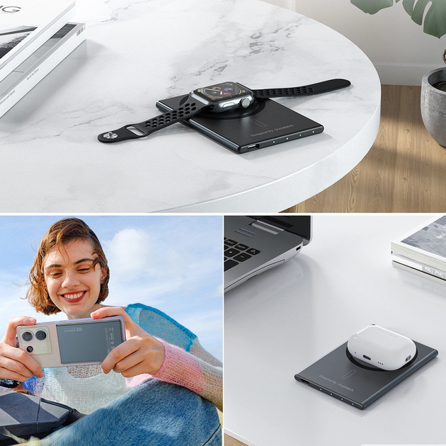 Powerbank Choetech SuperThin B708 MagSafe 2000 mAh Black (6932112106728) - obraz 8