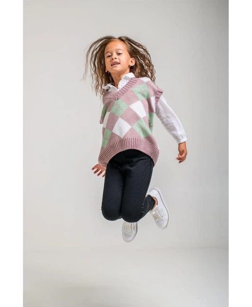 Жилетка для девочки ART KNIT Ромб розовая, 128-134см 026297 - Фото 5 Жилетка для девочки ART KNIT Ромб розовая, 128-134см 026297 - изображение 5