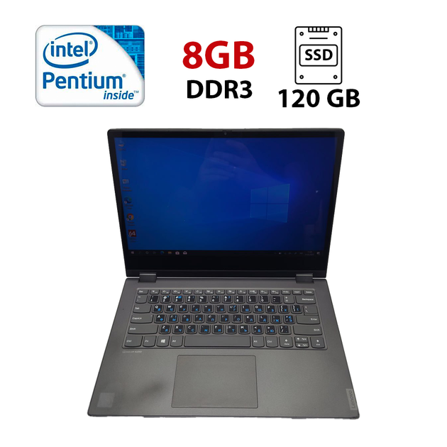 Ноутбук Lenovo IdeaPad Flex 14 / 14" (1366x768) TN / Intel Pentium Gold 5405U (2 (4) ядра по 2.3 GHz) / 8 GB DDR3 / 120 GB SSD / Intel HD Graphics 610 / WebCam б/у - Фото 1 Ноутбук Lenovo IdeaPad Flex 14 / 14" (1366x768) TN / Intel Pentium Gold 5405U (2 (4) ядра по 2.3 GHz) / 8 GB DDR3 / 120 GB SSD / Intel HD Graphics 610 / WebCam б/у - изображение 1