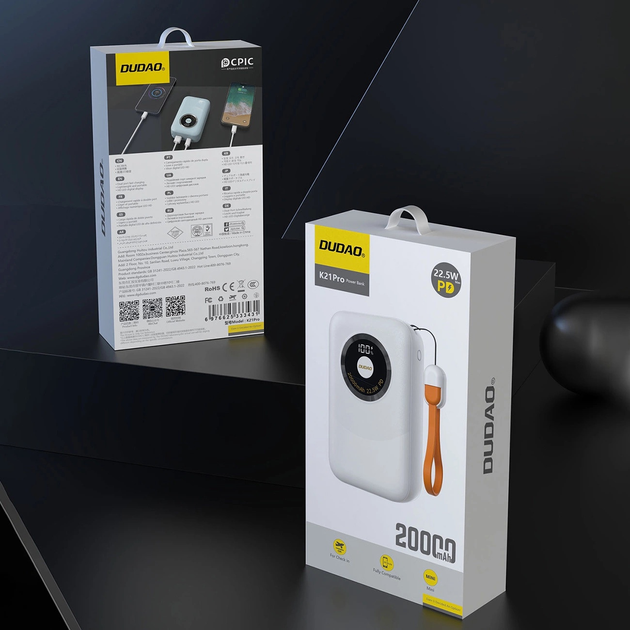 УМБ Dudao K21 Pro Mini 22.5 W 20000 mAh White (6976625333431) - зображення 6
