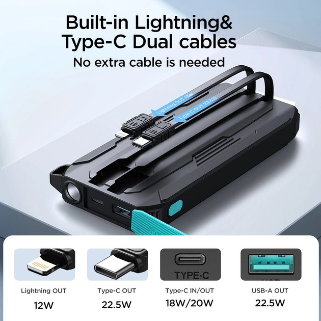 Powerbank JOYROOM JR-L017 10000 mAh USB-C/Lightning 22.5 W Black (6956116797164) - obraz 9