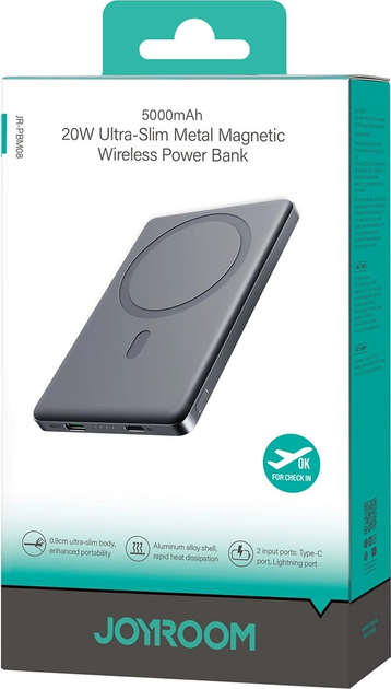 Powerbank Joyroom JR-PBM08 MagSafe 20 W 5000 mAh Grey (6956116713294) - obraz 7