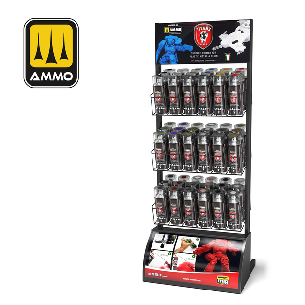 Набір аксеуарів для моделювання Ammo: Titans - 400 ml Spray Cans Rack Large 108 шт (8432074081760) - зображення 2