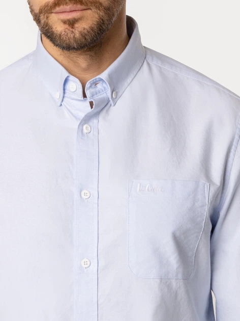 Сорочка бавовняна чоловіча Lee Cooper Lars Oxford 3XL Блакитна (5905991735298) - зображення 4