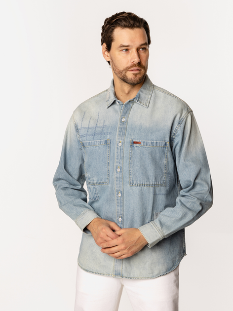 Сорочка джинсова чоловіча Lee Cooper Leno-5023 M Блакитна (5905991737452) - зображення 3