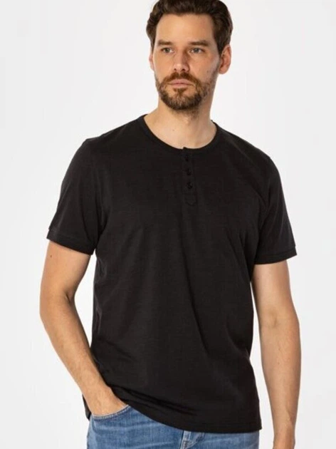 Футболка бавовняна довга чоловіча Lee Cooper Henley2-4587 2XL Чорна (5905991712473) - зображення 3