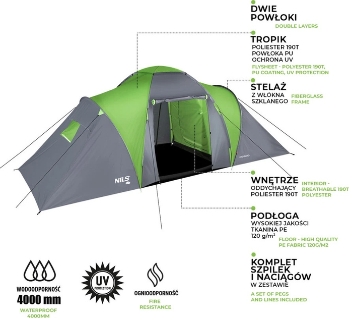 Намет Nils Camp Highland кемпінговий NC6031 (5907695505078) - зображення 6
