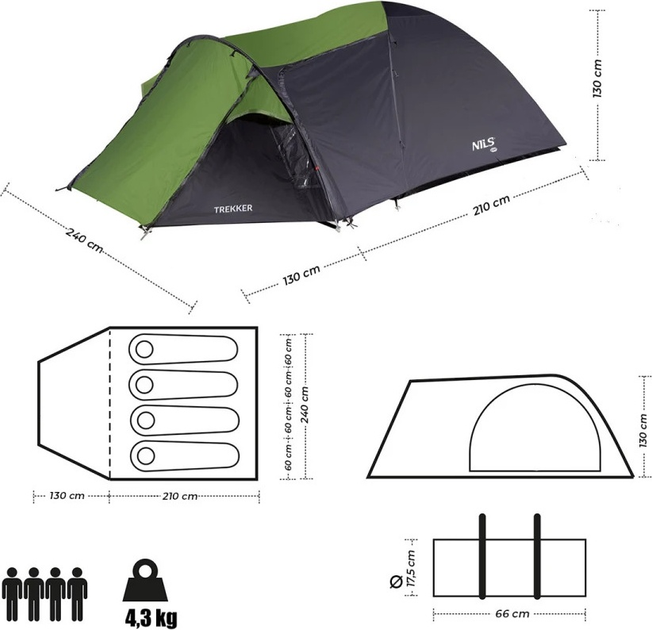 Намет Nils Camp Trekker кемпінговий NC6012 (5907695504767) - зображення 4