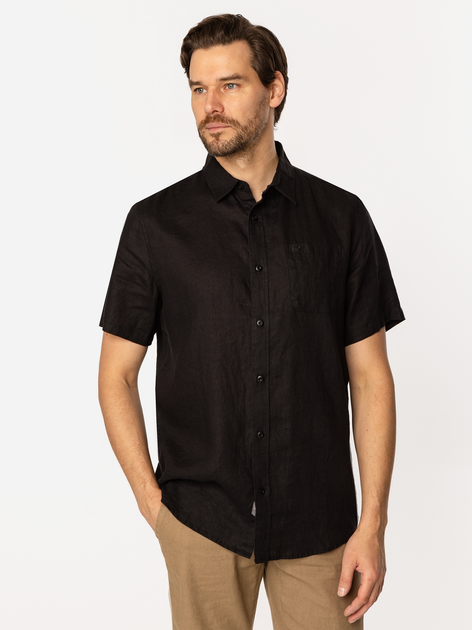Koszula męska lniana z krótkim rękawem Lee Cooper Roger2-2020 2XL Czarna (5905991734826) - obraz 3