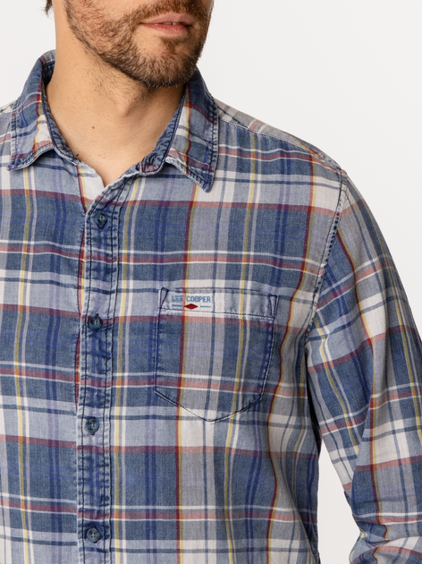Koszula męska bawełniana w kratę Lee Cooper Will-1119 S Niebieska (5905991734277) - obraz 4